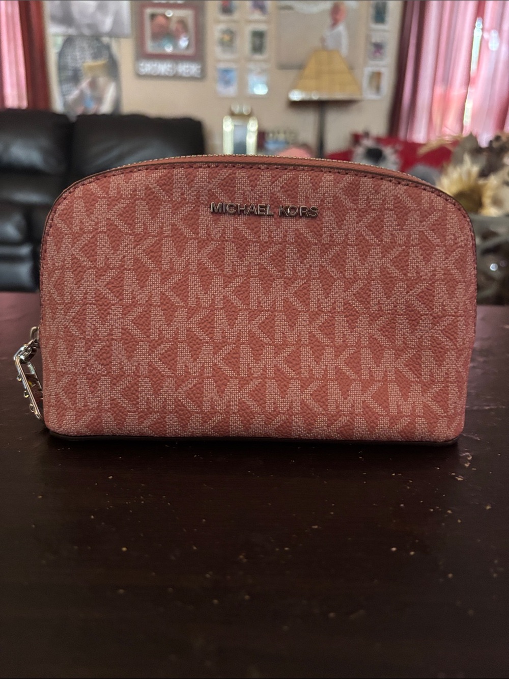 Michael Kors Rose Pink MK Monogram Cosmetic Case